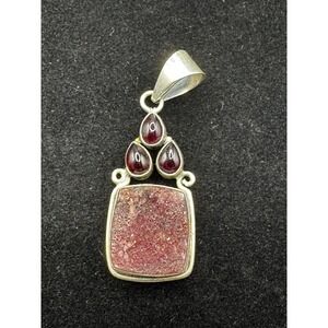 Boutique Made - 925 Pink Drusy Quartz Pendant